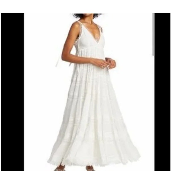 NWOT Rococo Sand Cia Tie-Shoulder White Maxi Dress Size Small MSRP $595 - Picture 3 of 10